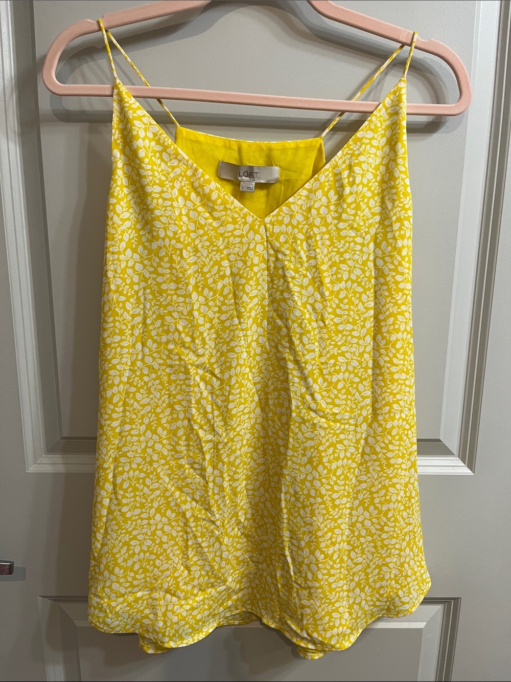 LOFT Yellow and White Floral Flowy Tank Top Camisole